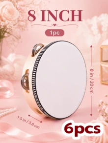 10/8/6件組成人用婚禮手持木製鈴鼓，附金屬鈴片，白色鈴鼓含禮品吊牌，教會婚禮派對伴手禮音樂樂器 - 彩色 - 查看 25