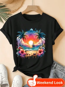 Women Sports Tees & Tanks - 黑色 - 查看 1