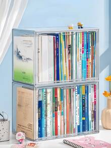 1pc Transparent Toy Figure Display Box, Cartoon Character Model Collection Storage Box, Dust-Proof Display Stand, Back To School - Transparent - View 6