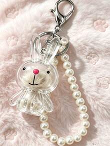 Pearl Chain Transparent Cat Paw Bear Rabbit Star Pet Hair Storage Keychain, DIY Cat Dog Hair Collection Memorial Box, Portable Pet Hair Storage Pendant, Creative Bag Charm Pet Owner Gift - Multicolor - View 16