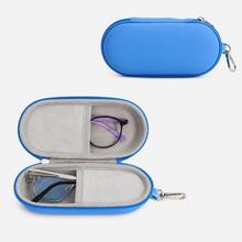 Estuche de gafas de diseño minimalista colorido tipo macaron de PU con carcasa dura ovalada, cremallera y mosquetón metálico, ligero, caja de almacenamiento de gafas de moda, apto para gafas de lectura, mujeres, hombres, niños, bolso, mochila, viaje, escuela, oficina, regalo de cumpleaños - Multicolor - Ver 16