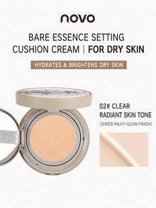 NOVO Cushion Foundation Pengontrol Minyak Matte, Ringan, Menyamarkan Kemerahan & Noda, Tahan Air & Anti Luntur, Hasil Akhir Alami Sempurna Untuk Penggunaan Sehari-hari & Perjalanan Musim Panas - 02# Warna Kulit Cerah dan Bersih - View 9