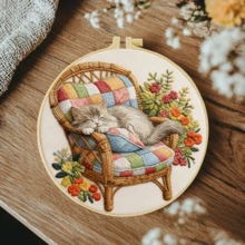 1 قطعة 20*20 سم/7.9*7.9 بوصة، طقم تطريز قطط مختلفة، طقم تطريز يدوي DIY للمبتدئين البالغين، هدية منزلية، هدية خياطة للنساء، يشمل دليل المستخدم، قماش مطبوع بالنمط، إطار التطريز، الإبرة والخيط. - قطط مختلفة - مشاهدة 8