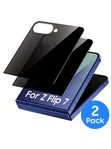 2 piezas Protector de pantalla de privacidad Galaxy Z Flip 7, compatible con funda de teléfono, antiarañazos, vidrio templado sin burbujas - Negro - Ver 12