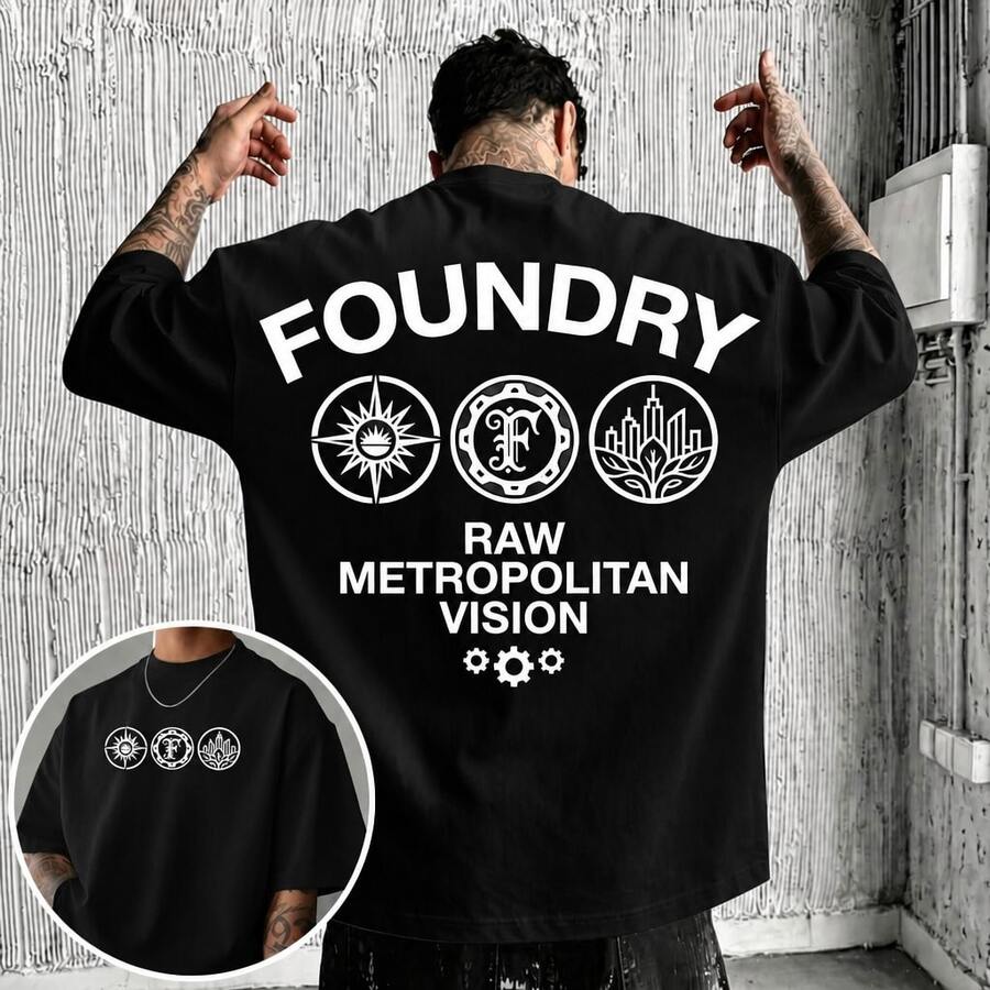 Men's Fashion T-Shirt, Short Sleeve, Round Neck, Double Layer Design, Made Of Pure Cotton Fabric - 樣式6 - 查看 1