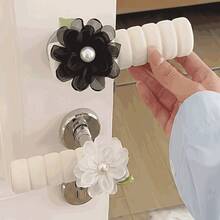 Fabric Floral Door Handle Cover, Luxury Faux Pearl Door Handle Sleeve - Multicolor - View 2