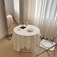 1pc Korean Ins Style Black Polka Dot Soft Artistic Decorative Tablecloth, Suitable For Wedding, Valentine's Day And Home Decor - White - View 5