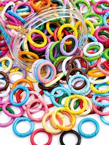 10/30/50pcs Random Zinc Alloy Spring O-Ring, Jewelry Making Clasp Spring, Durable Quick Release Buckle, Suitable For DIY Keychain, Bag Craft - Circular - View 1