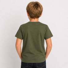 Boys' Basic T-Shirt 100% Cotton, Sizes 0 To 16, Lightweight And Breathable For Daily Wear, School, Outings, And Parties - 軍綠色 - 查看 2