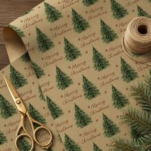 5m Roll Wrapping Paper DIY Christmas Gifts, Christmas Tree Pattern Vintage Artistic Style, "Merry Christmas" Text, Single-Sided Kraft Paper 43cm*500cm, Thickened Gift Wrapping Paper, Suitable For Christmas Gifts, Birthday Gifts, Celebration Parties, Family Gatherings, Holiday Gifts For Men And Women - Christmas Text-5m - View 11
