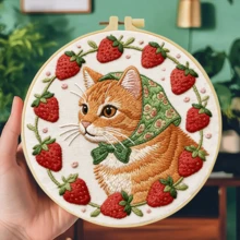 1 buah Kit Sulam Kucing Lucu Ukuran 20*20cm/7.9*7.9in, Set Sulam Buatan Tangan DIY untuk Pemula Dewasa, Hadiah Rumah, Hadiah Menjahit Wanita, Termasuk Panduan Pengguna, Kain Pola Cetak, Bingkai Sulam, Jarum dan Benang. - Kucing-kucing lucu - View 16
