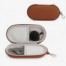 Estuche de gafas de diseño minimalista colorido tipo macaron de PU con carcasa dura ovalada, cremallera y mosquetón metálico, ligero, caja de almacenamiento de gafas de moda, apto para gafas de lectura, mujeres, hombres, niños, bolso, mochila, viaje, escuela, oficina, regalo de cumpleaños - Multicolor - Ver 21