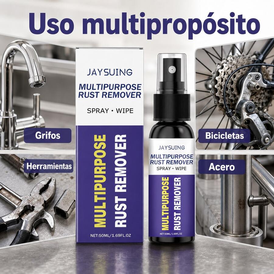 JAYSUING Removedor de Óxido Multifuncional 50ml - Restauración de Brillo y Renovación, Pulido Profesional y Mantenimiento, Desoxida Rines, Griferías y Acero Inoxidable