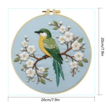 1PC 20*20cm/7.9*7.9in,Beautiful Birds Embroidery Kit, DIY Handmade Embroidery Set For Adult Beginners, Home Gift, Women's Sewing Gift, Including User Manual, Printed Pattern Fabric, Embroidery Frame, Needle And Thread. - Beautiful Birds - View 4