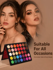 beauty glazed 35 Color Eyeshadow Palette, Halloween Makeup Essential, Popular Makeup, Matte Pearlescent Velvet Texture, Pressed Powder, Easy To Blend, Create Natural Makeup Look - Multicolor - View 11