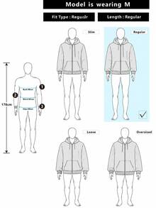 Men's Solid Color Zip-Up Sweatshirt, Basic Casual Pocket Drawstring Sweatshirt, Long Sleeve Top Sports - Black - View 8
