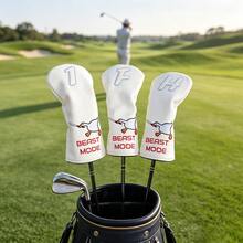 Cartoon White Goose Golf Club Headcover, Universal For Driver, Fairway Wood And Iron, PU Waterproof And Anti-Collision - White - View 3