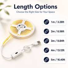 LQHZMYY 1pc LED Light Strip With Hand Sweep Sensor Switch, No Spot COB Flexible LED Light Strip, Gesture Wave Sensor Switch, No Touch Required, Warm White 3000K, Low Voltage 5V, USB Powered, Suitable For Cabinet, Wardrobe, Kitchen Lighting, Mirror, TV Background, Home Lighting, Space Main Image, Christmas Holiday Party Decoration - Warm white light - View 4
