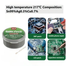 Solder Paste High Temperature 217 ℃ (Sn99% Ag0.3% Cu0.7%), Electronic Solder Paste, Used For IC/PCB/BGA/SMD/Repair (217 ℃) Melting Point, No Need To Clean Solder Paste (With Tool Shovel Included) - Round - View 3