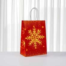 36/72/114pcs Christmas Gift Packaging Bags In Red, Party Hand-Held Gift Bags, Reindeer Snowflake Christmas Wreath Design Kraft Paper Bags, Suitable For Holiday Decorations Such As Anniversaries, With Christmas Stickers - Multicolor - View 7
