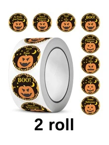 Halloween Pumpkin Round Roll Stickers, Trick Or Treat Theme Self-Adhesive Label Stickers, Spooky Style Halloween Candy Bag Seal Stickers, Suitable For Gift Wrapping, Party Favors, Envelope Decoration - View 8