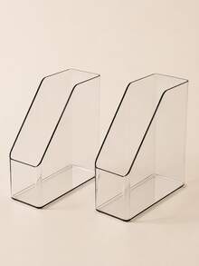 1pc/2pcs Transparent Desktop File Organizer, Acrylic Slant Book Stand, A4 Document Storage Holder, Multifunctional Desk Storage Rack, Hot Office Supplies, Stylish Desktop Decor, Book & Paper Storage Solution - Multiple Styles - View 8