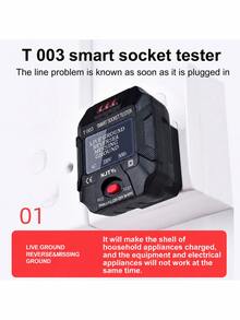 NJTY Socket Tester Voltage Test Socket Detector EU/UK/US Plug Grounding Neutral Line Plug Polarity Phase Detection Digital AC Voltage Test - View 5