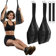 Pull-Up Bar Hanging Abdominal Training Strap, Knee And Leg Lift Suspension Strap With Arm Support, Home Gym Core Strength Training Equipment - Black - View 1