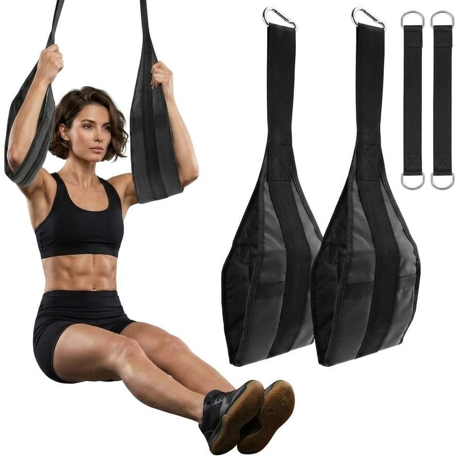 Pull-Up Bar Hanging Abdominal Training Strap, Knee And Leg Lift Suspension Strap With Arm Support, Home Gym Core Strength Training Equipment - Black - View 1