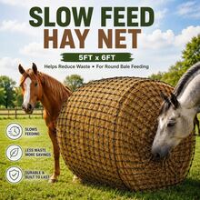 [Horse Stuff] Hay Net, Hay Nets For Horses - Slow Feed Hay Nets For Horses, Heavy-Duty Round Bale Hay Bag For Reducing Waste & Promoting Healthy Eating - Stall Or Pasture Use, Horse Supplies - View 1