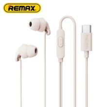 REMAX 1.2m Type-C 有線入耳式耳機，HiFi 動圈麥克風，一體成型矽膠材質，隔音耳塞，降噪與低音增強 - 粉色 - 查看 2