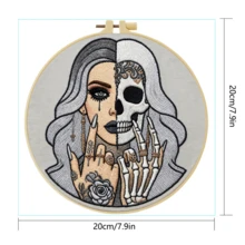 1 buah, ukuran 20*20cm/7.9*7.9in, Kit Bordir Berbagai Potret, Set Bordir Buatan Tangan DIY untuk Pemula Dewasa, Hadiah Rumah, Hadiah Menjahit Wanita, Termasuk Panduan Pengguna, Kain Pola Cetak, Bingkai Bordir, Jarum dan Benang. - Potret yang berbeda - View 4