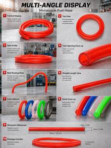 1pc 1m Motorcycle Hose Petrol Fuel Line Hose Gas Inline Oil Pipe Tube, Universal Flexible Rubber Fuel Tubing, Carburetor Gas Line For 50cc-160cc Mini Moto Dirt Pit Bike, Atv Quad, Scooter Moped, Go Kart, Pocket Bike,Motorcycle Accessories - A - View 8