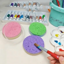 Large Capacity Brush Absorbent Pad - Multi-Color Combination Set, Suitable For Painting Brushes, Calligraphy Pens, Palettes And Other Art Tools, Effectively Cleans Art Supplies. Each Set Includes One Round Transparent Plastic Box And Three Different Colored High Absorbent Pads, Reusable, A Thoughtful Gift For Friends - Round - View 6