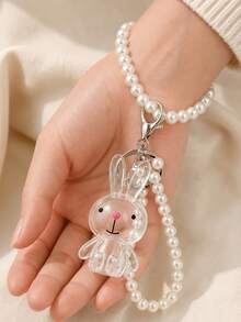 Pearl Chain Transparent Cat Paw Bear Rabbit Star Pet Hair Storage Keychain, DIY Cat Dog Hair Collection Memorial Box, Portable Pet Hair Storage Pendant, Creative Bag Charm Pet Owner Gift - Multicolor - View 7