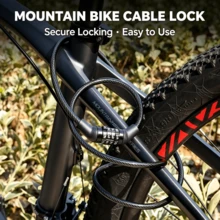 1pc Bicycle Combination Cable Lock Waterproof Anti-Theft Lock 4-Digit Code Bike Lock Motorcycle Electric Scooter Ring Lock - Black - View 6