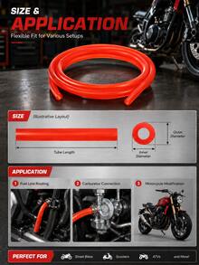 1pc 1m Motorcycle Hose Petrol Fuel Line Hose Gas Inline Oil Pipe Tube, Universal Flexible Rubber Fuel Tubing, Carburetor Gas Line For 50cc-160cc Mini Moto Dirt Pit Bike, Atv Quad, Scooter Moped, Go Kart, Pocket Bike,Motorcycle Accessories - A - View 9