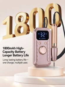 LEVIATECH 1 buah Mesin Bor Kuku Elektrik Isi Ulang Profesional, E-File Portabel 1800mAh dengan Layar LCD, 11 Mata Bor, Kecepatan yang Dapat Diatur & Rotasi Maju/Mundur untuk Penghapusan Kuku Akrilik Gel, Manikur, Pedikur, Penggunaan di Rumah & Salon - MultiWarna - View 3