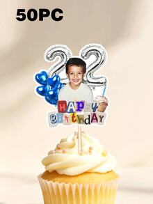 Personalized Photo Cupcake Toppers, Custom Face Birthday Cake Decorations With Age And Numbers, Birthday Party Decorations, Retro Collage Style Cupcake Toppers, Custom Photo Cake Decorations For Birthday Celebrations, Dessert Table Decorations, Party Supplies. - Multicolor - View 12
