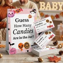 51pcs Permainan Tebak-Tebakan Halloween untuk Dewasa dan Keluarga, Kit Kartu Undian Halloween (1 Papan Tanda & 50 Kartu Tebak-Tebakan), Aktivitas Tebak-Tebakan di Dalam dan Luar Ruangan untuk Pesta Ulang Tahun - View 3