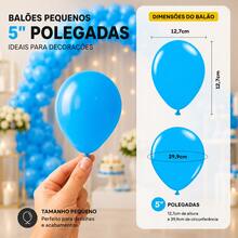 50 Balão Bexiga Colorida Lisa 9 Polegadas Redondo Balões Decoração Festa Aniversário - Azul Claro - Visão 3