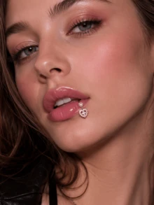 1pc Bohemian Style Hollow Heart Element Design Lip Ring Fashion Personalized Jewelry Gift Suitable For Daily Wear Perfect Party And Holiday Gift Women Casual Vacation Outfit Versatile Accessory - Multicolor - View 3
