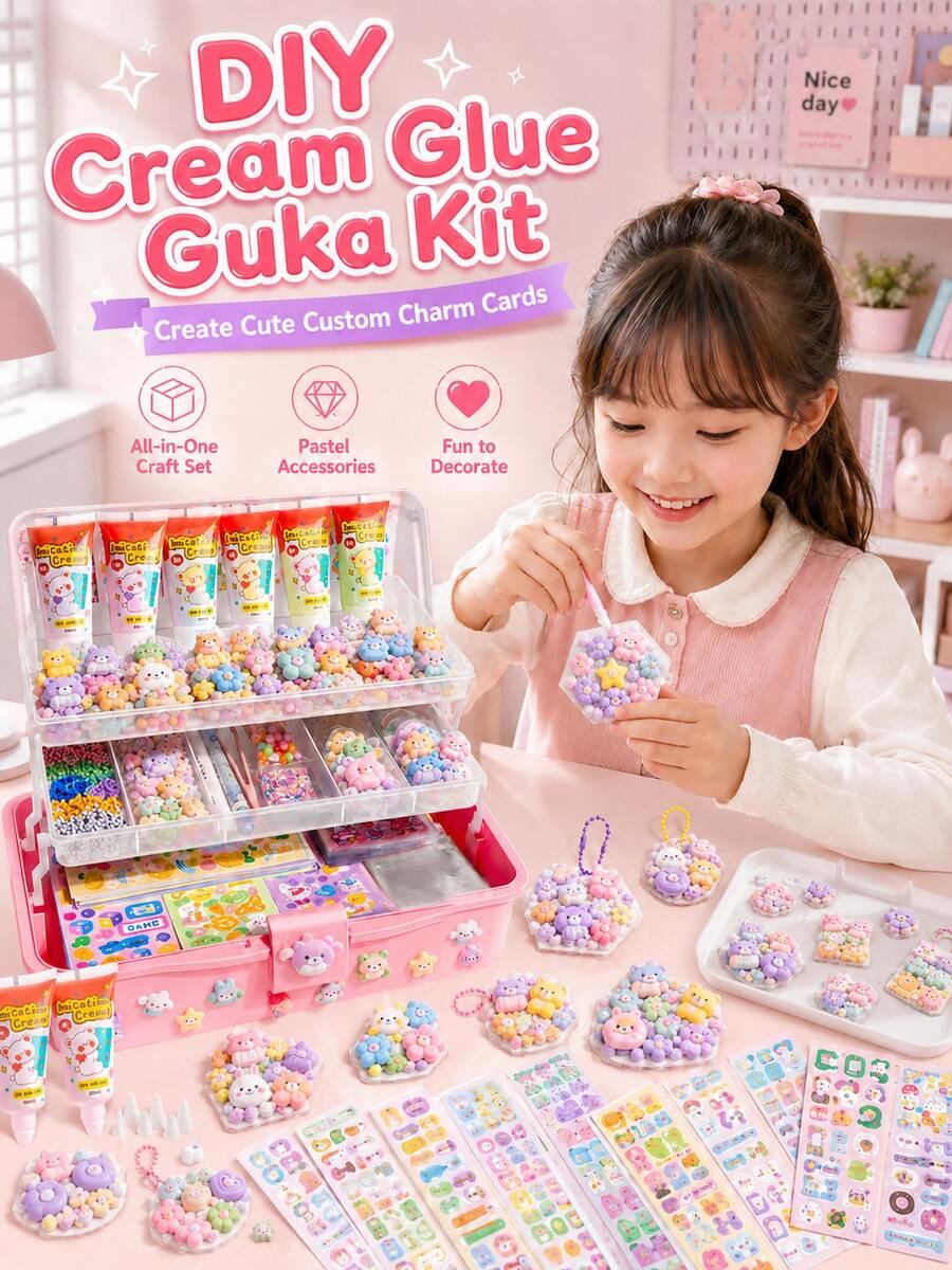 747件奶油膠 Gukka DIY貼紙套裝,可愛裝飾卡與剪貼簿用品,適合兒童、小學女生,手工藝禮物 - 彩色 - 查看 1
