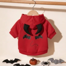 LUCKIE LABO 1 buah Baju Sweatshirt Hewan Peliharaan Motif Tanduk Setan & Ekor Kelelawar Halloween yang Lucu, Anti Kutu, Mengurangi Kerontokan Bulu, Terisolasi & Bernapas, Cocok untuk Anjing dan Kucing Kecil & Besar, Dalam & Luar Ruangan - Merah - View 11