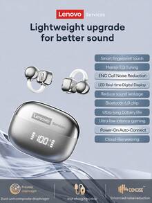 Headphone Bluetooth Lenovo RS119 yang Modis Layar LED Indikator Level Baterai Audio Berkualitas Tinggi untuk Mendengarkan Musik Sehari-hari Latensi Rendah untuk Bermain Game, Daya Tahan Baterai Lama Nyaman Dipakai Earphone Nirkabel Ringkas yang Kompatibel dengan Android iOS PC Hadiah Ideal - View 17