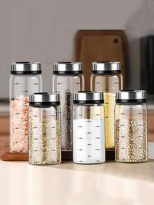 1pc High Borosilicate Glass Seasoning Jar, Glass BBQ Spice Container, Seasoning Bottle, Household Salt Shaker, Powder Sprinkler, Kitchen Spice Jar - Multicolor - View 6