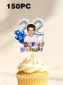 Personalized Photo Cupcake Toppers, Custom Face Birthday Cake Decorations With Age And Numbers, Birthday Party Decorations, Retro Collage Style Cupcake Toppers, Custom Photo Cake Decorations For Birthday Celebrations, Dessert Table Decorations, Party Supplies. - Multicolor - View 10