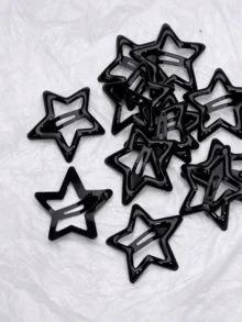 100pcs Y2K Star Hair Clips, Black White Pink Five-Point Snap Barrettes For Women, Basic Daily School Party Sport Hair Accessories - Multicolor - View 3