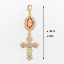 20 Pcs Gold Pearl Rhinestone Cross Keychain Charms, Religious Cross Bag Charms For Baptism, First Communion, Wedding Favors - Red  Cross Alone - View 2