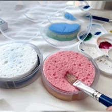 Large Capacity Brush Absorbent Pad - Multi-Color Combination Set, Suitable For Painting Brushes, Calligraphy Pens, Palettes And Other Art Tools, Effectively Cleans Art Supplies. Each Set Includes One Round Transparent Plastic Box And Three Different Colored High Absorbent Pads, Reusable, A Thoughtful Gift For Friends - Round - View 8